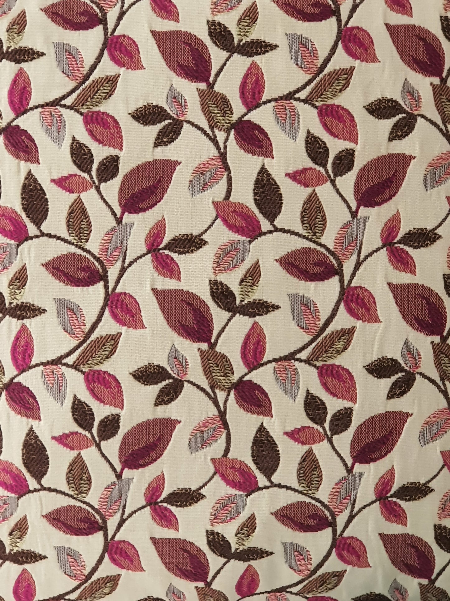 Handmade Leaf Pattern Zipped Cushion Cover - Vercelli Wine Leaf Fabric