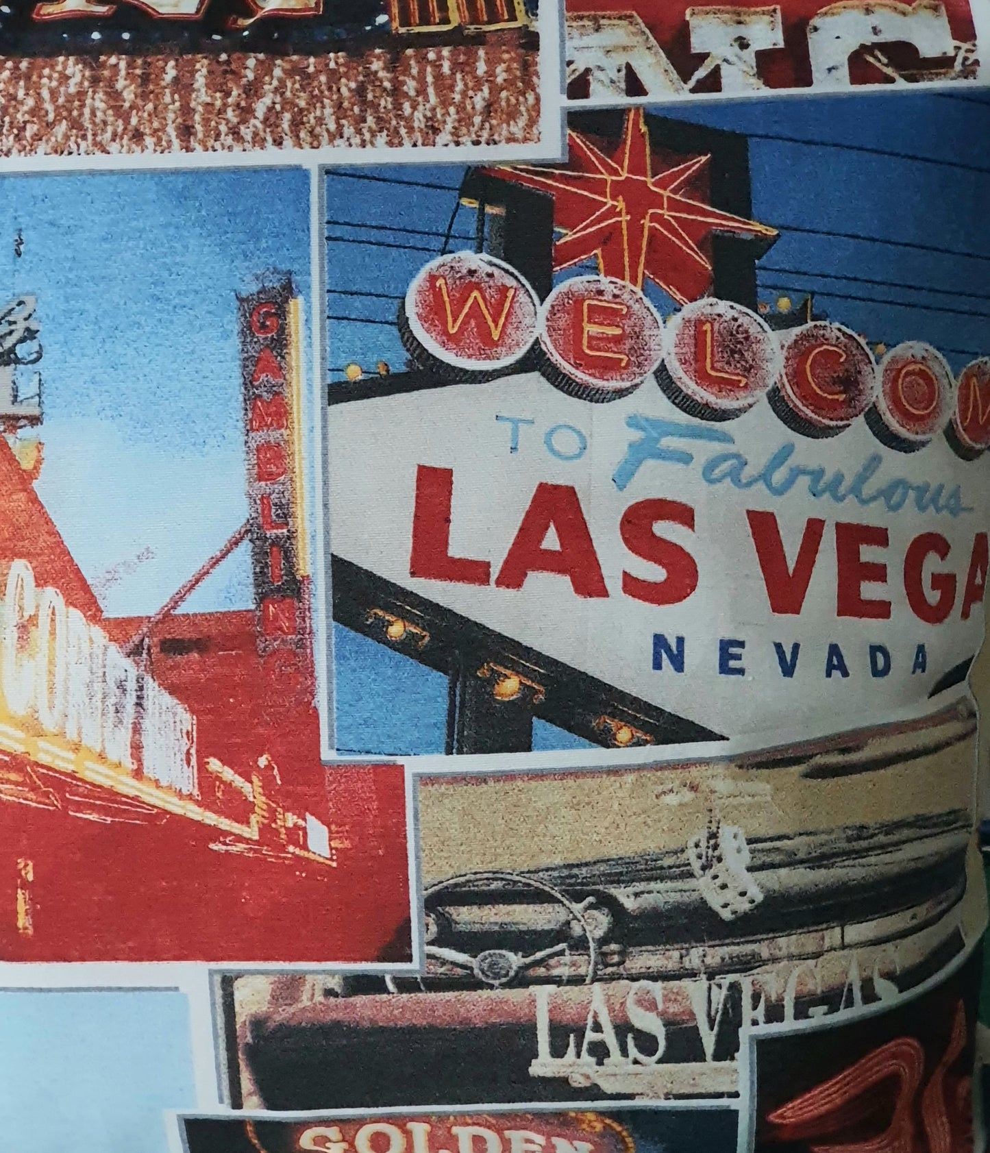 Las Vegas Patterned Fabric Handmade Zipped Cushion Cover