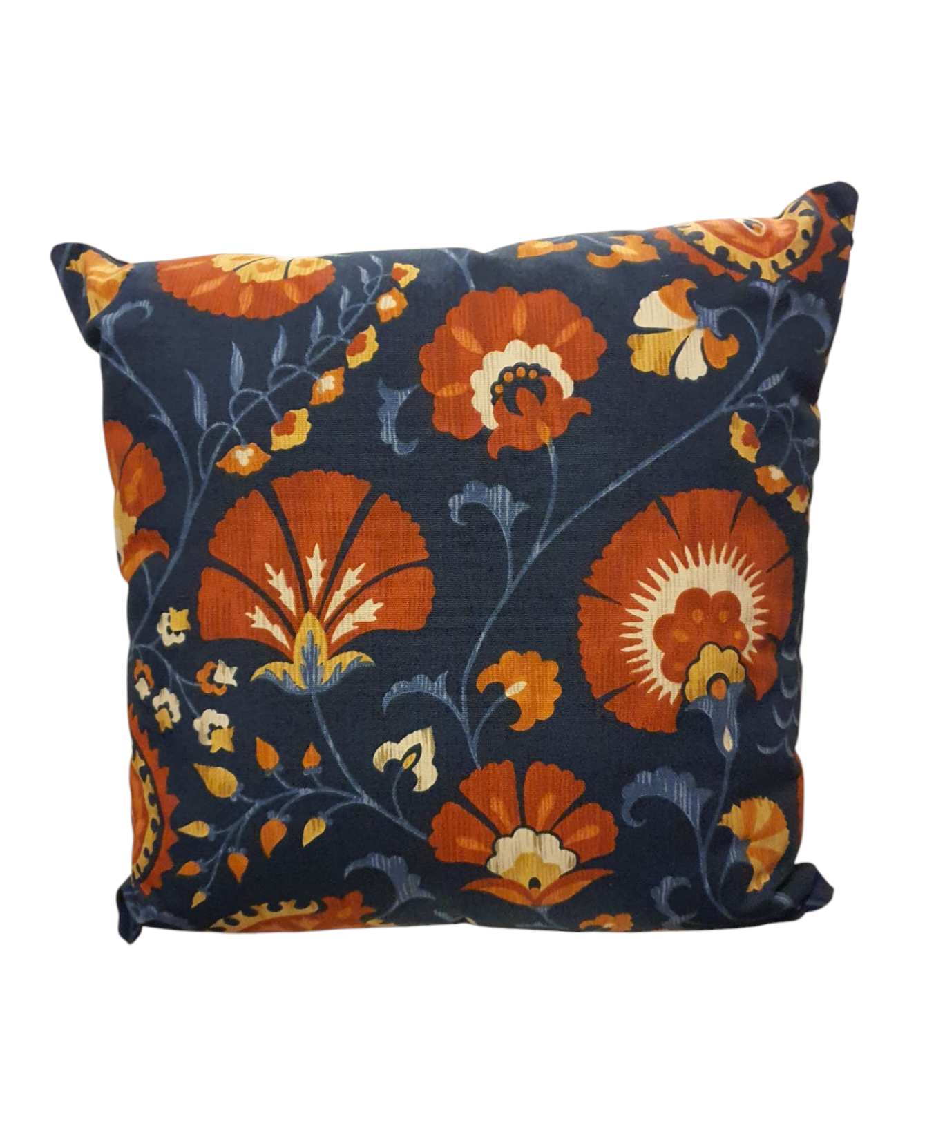 Handmade zipped cushion cover made with iLiv Indigo Chamonix fabric to the front and complemented with neutral fabric on the reverse with an enclosed zip.