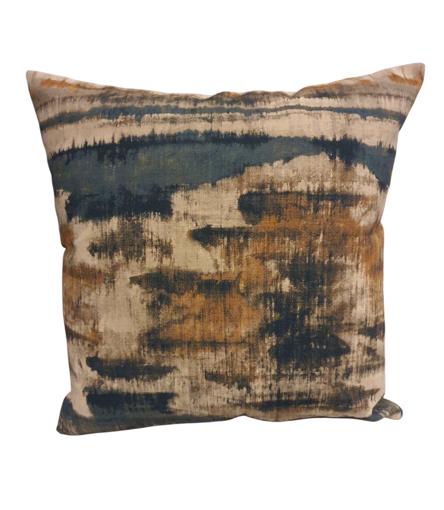 Handmade zipped cushion cover made with abstract fabric by John Lewis.