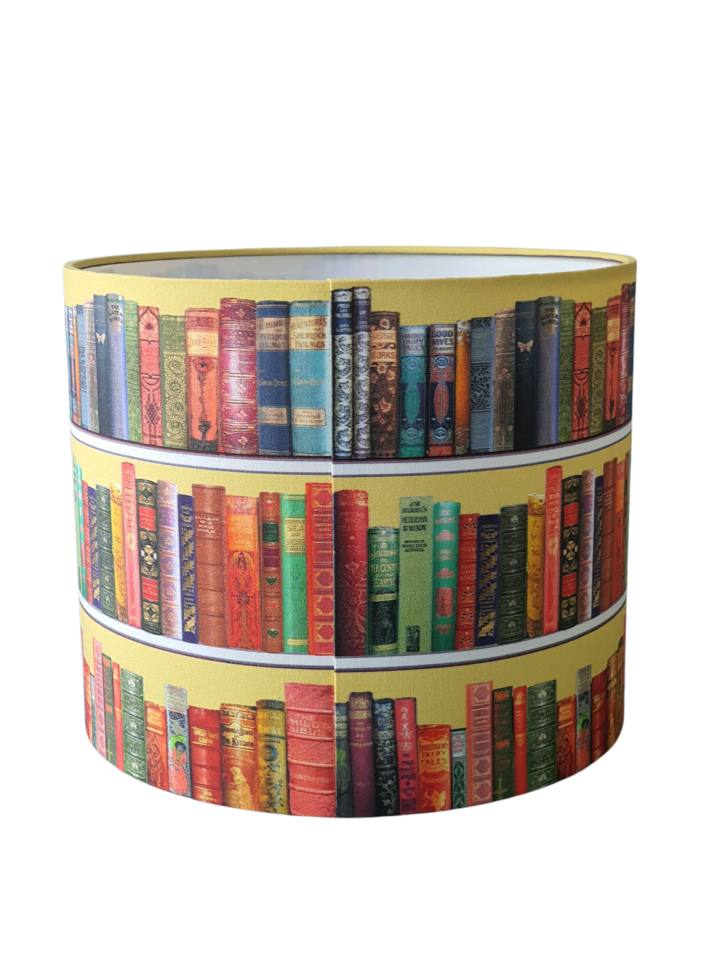 The rear of the handmade lampshade which shows the join of the fabric at the seam.