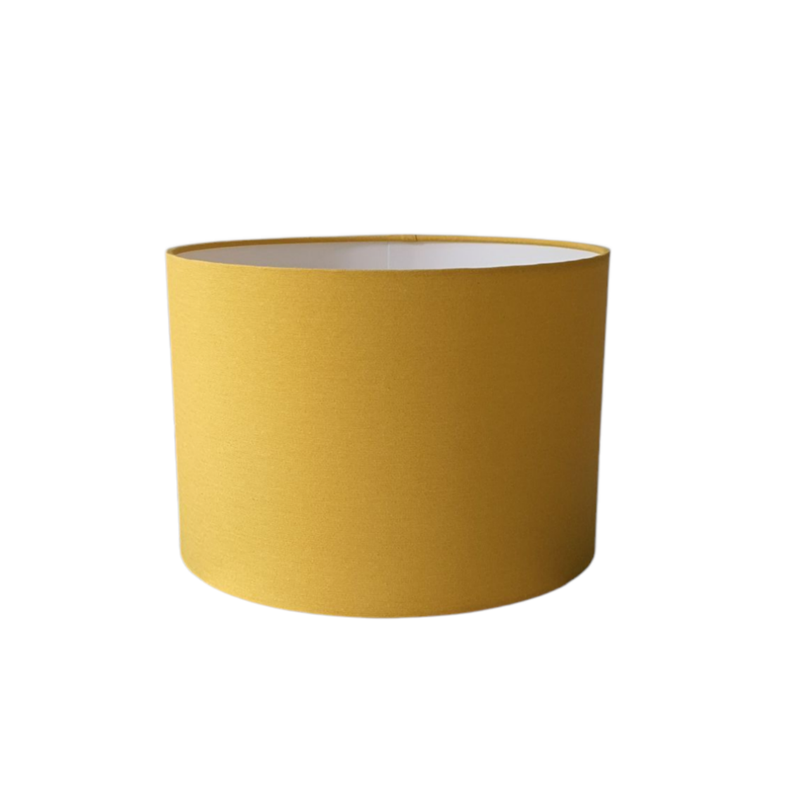 Handmade 30cm drum lampshade made with plain yellow fabric. The drum shade would also be suitable as a ceiling shade due to not having a pattern and being plain.