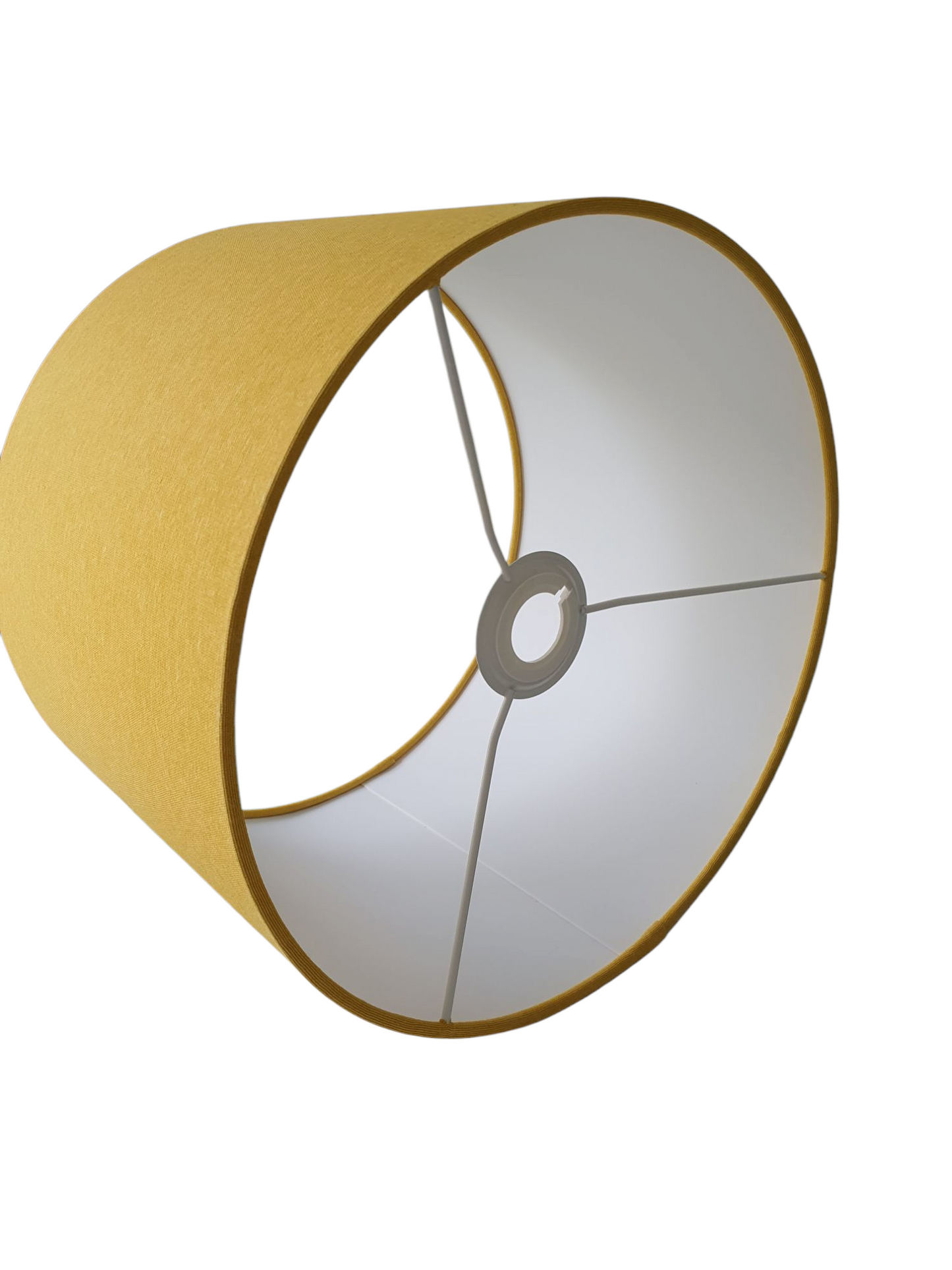 A view side on and upwards through the spokes of the ring, also showing the inside of the shade.