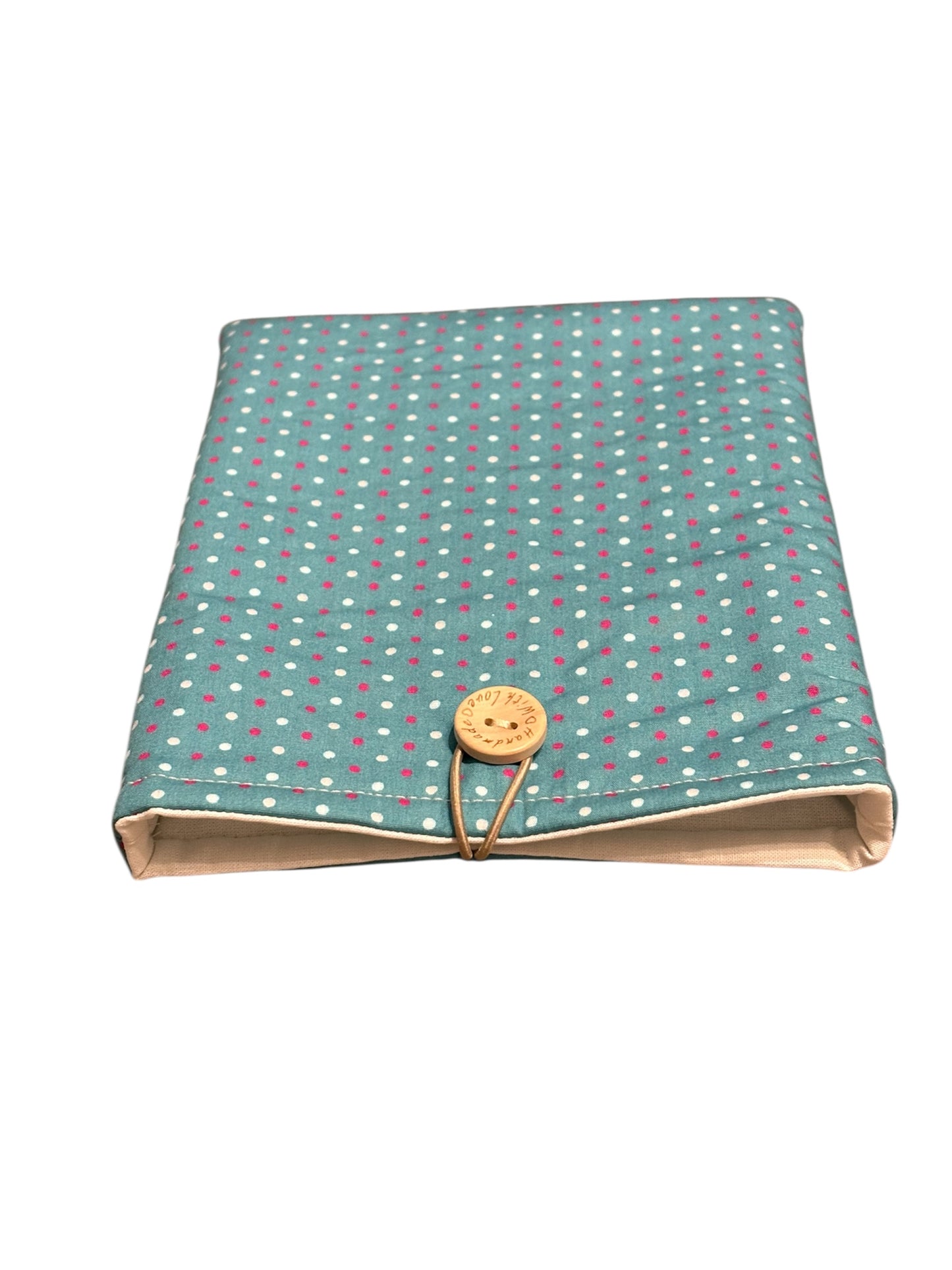 Handmade Padded Polka Dot Fabric Book Pouch, Kindle Pouch, Book Lovers Gift