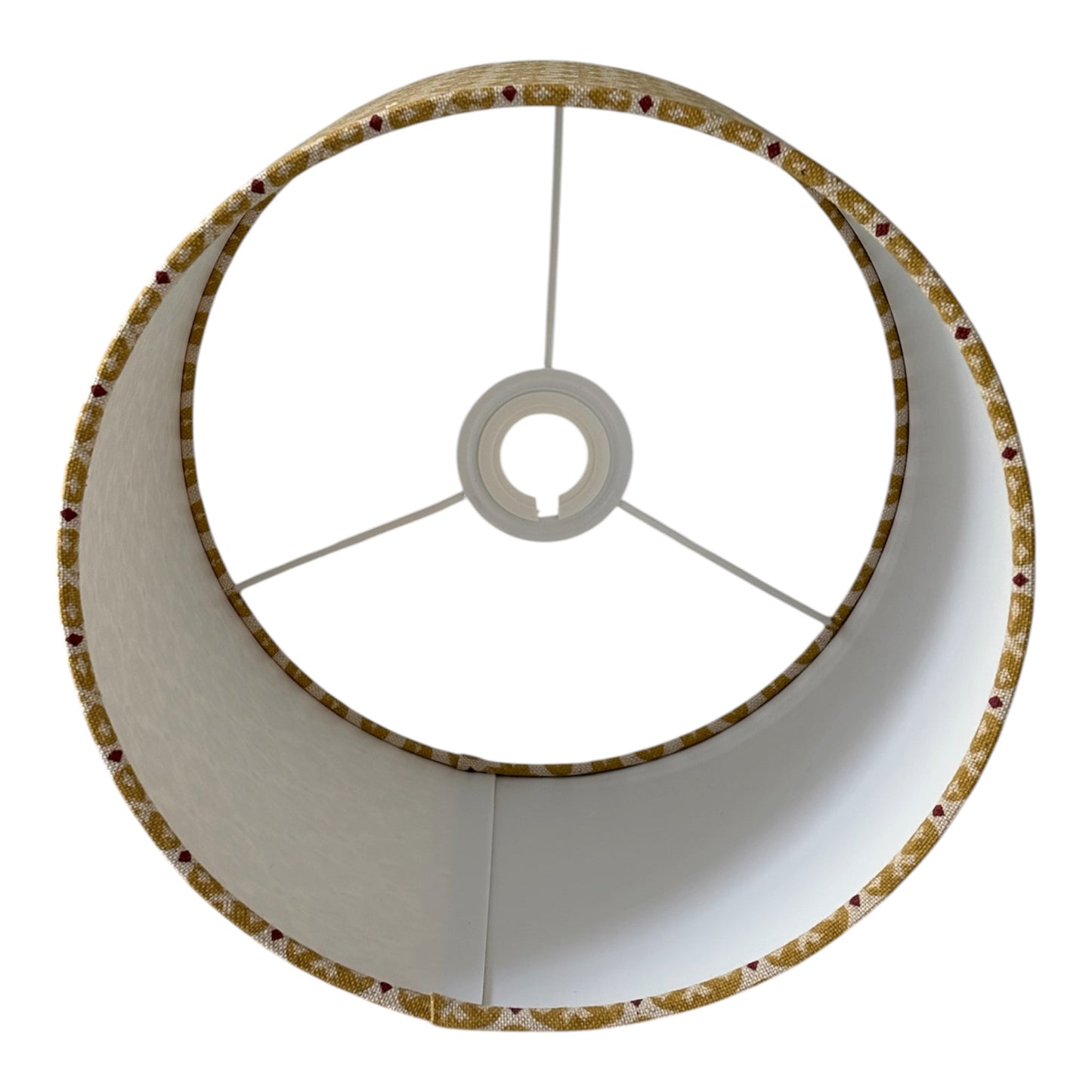 A view of the lampshade looking towards the utility ring from the top of the drum lampshade.