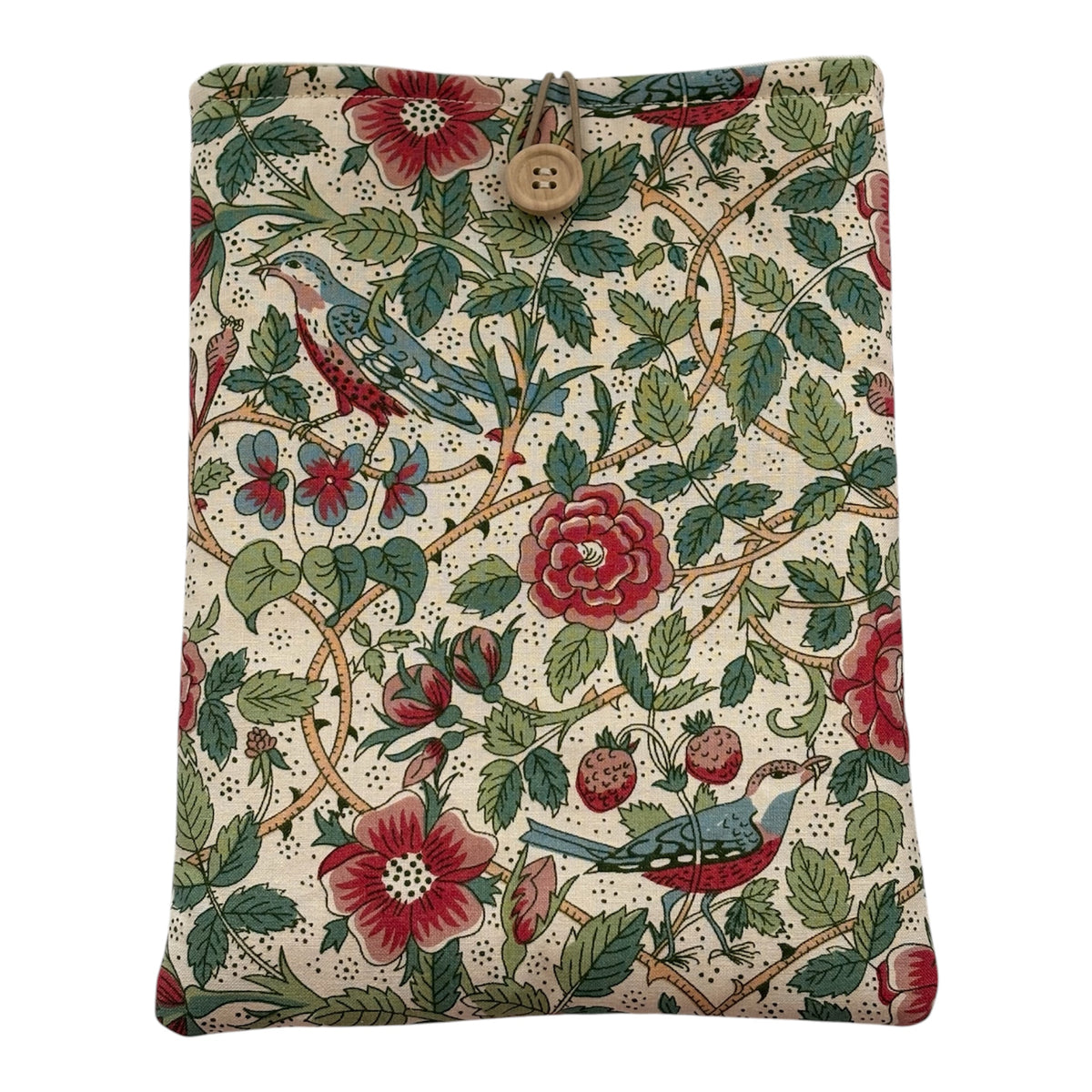 Handmade Padded Book Pouch, Liberty William Morris Fabric Book Cover, Kindle Pouch 23cms x 18cms