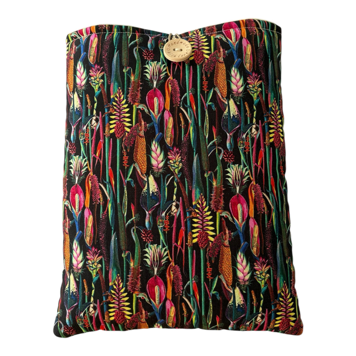 Handmade Padded Book Pouch, Kindle Tablet Pouch, iPad Pouch, Book Lovers Gift, Botanical Fabric