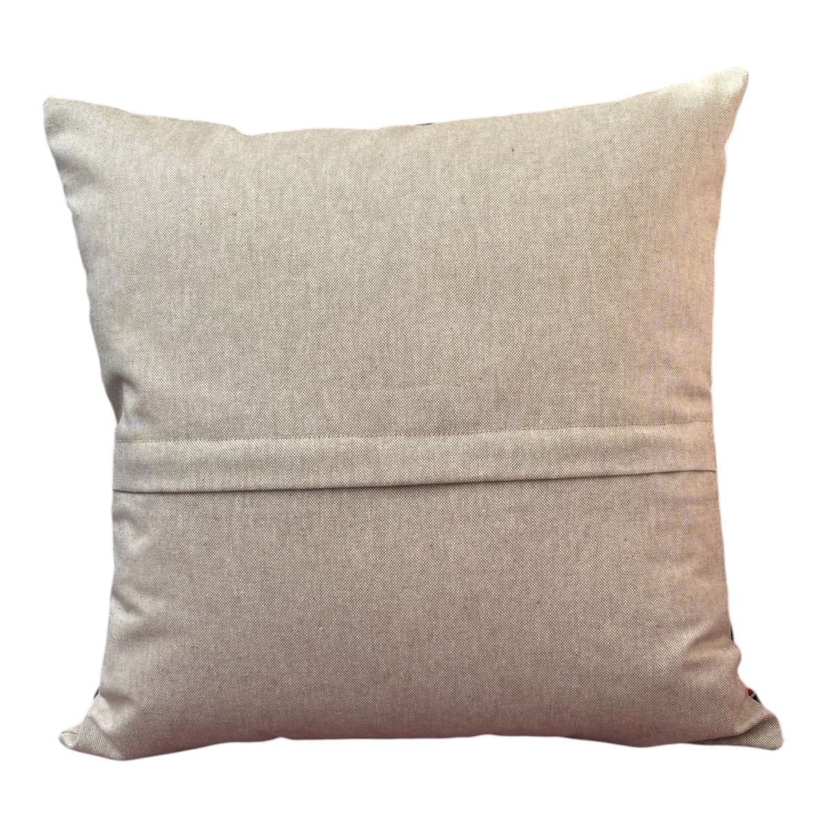 The rear of the cushion cover which has an enclosed zip as indicated in the photo.