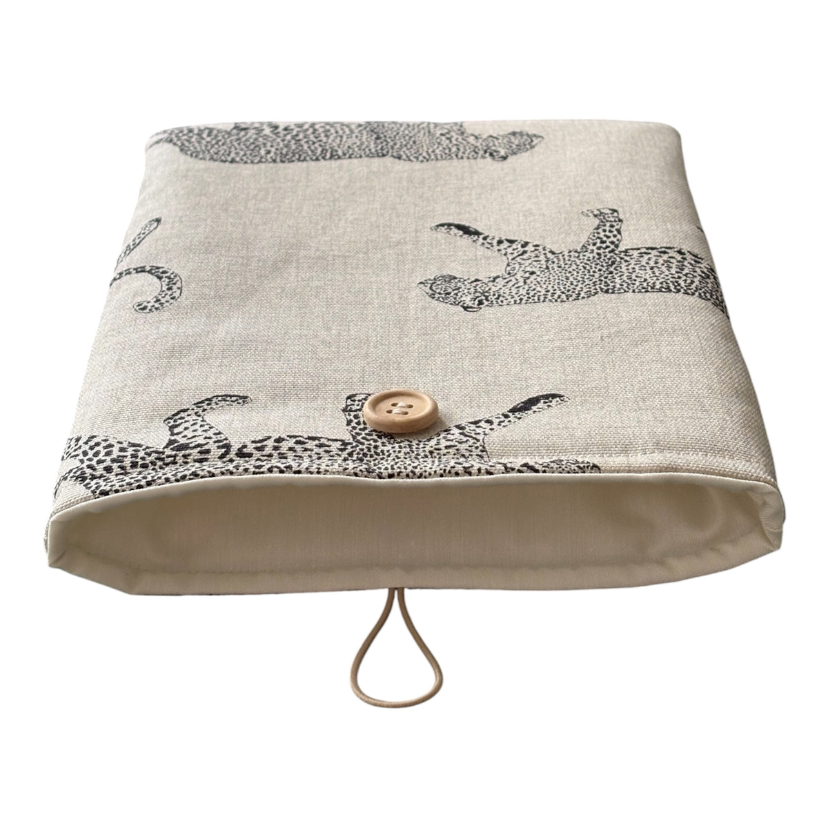 Handmade Padded Leopard Fabric Book Pouch, Book Lovers Gift, Kindle Pouch