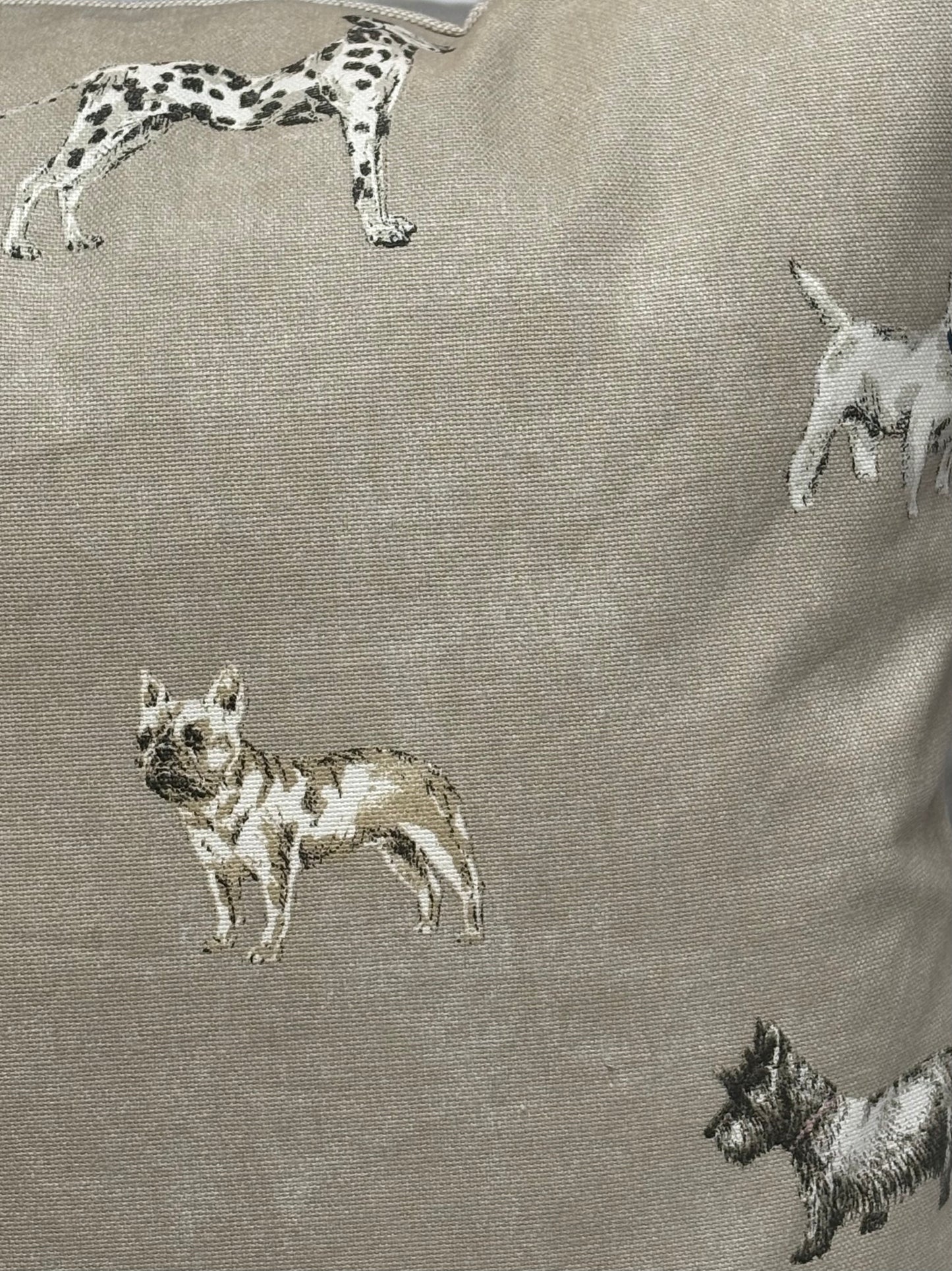 Handmade Zipped Cushion Cover, Dog Patterned Cushion Cover, Pillow Cover, Scatter Cushion