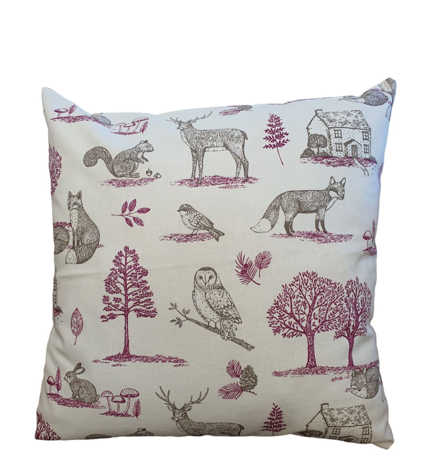 Woodland, Forest Animals - Handmade Cushion Cover (18x18)