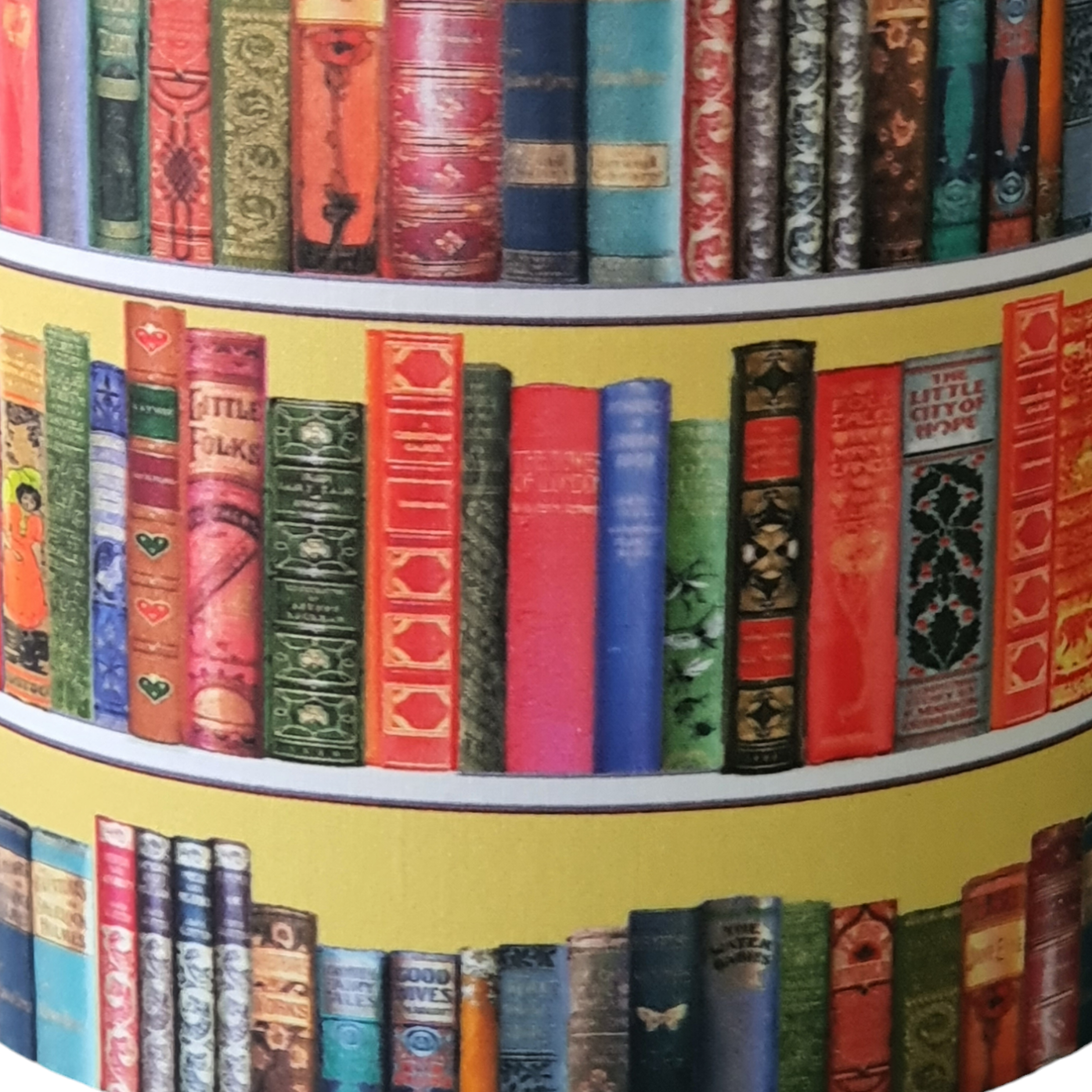 Handmade 20cm Drum Lampshade - Classic Books Fabric - Book Lovers Gift