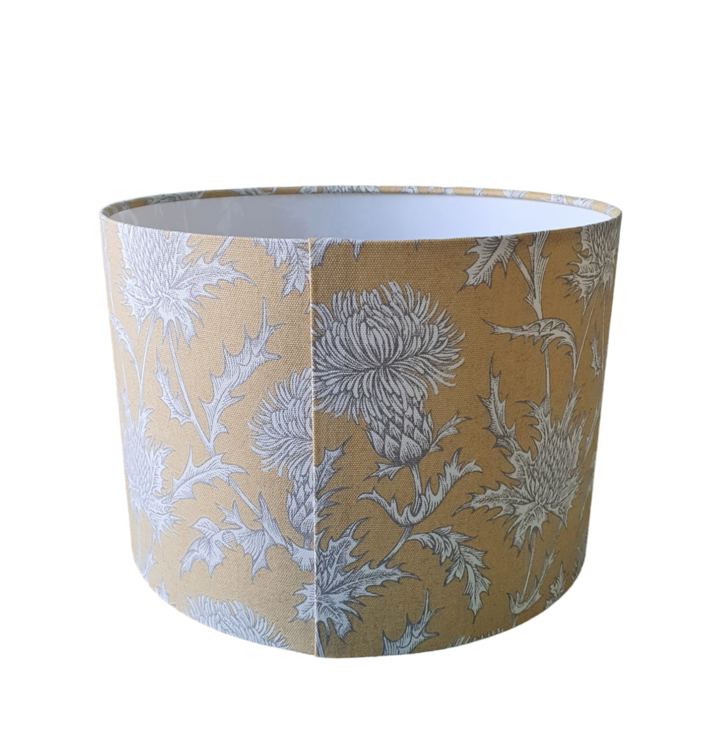 Botanist Carlina Ochre Fabric - Handmade 30cm Lampshade