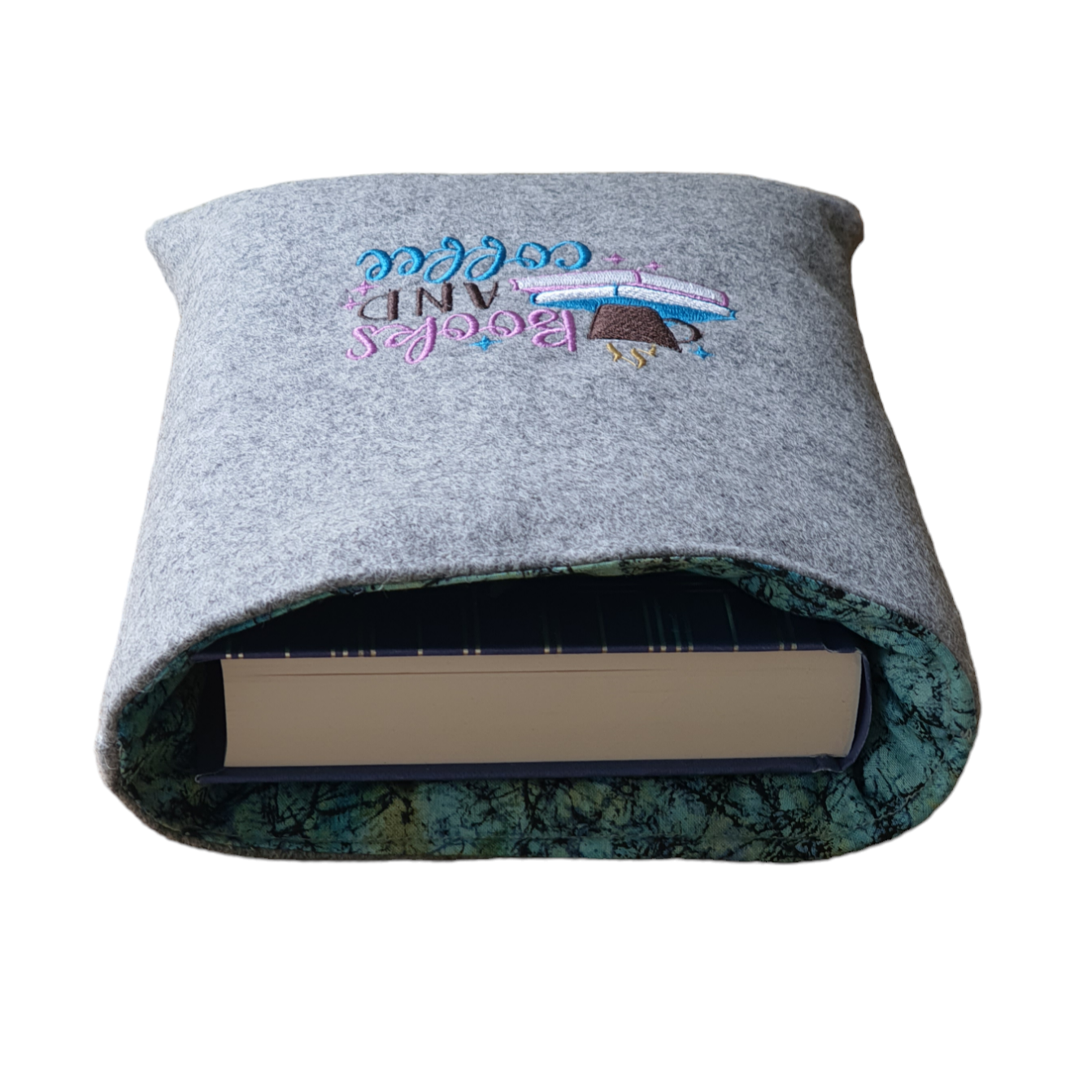 Handmade Embroidered Padded Book Cover - Book Lovers Gift - Book Pouch
