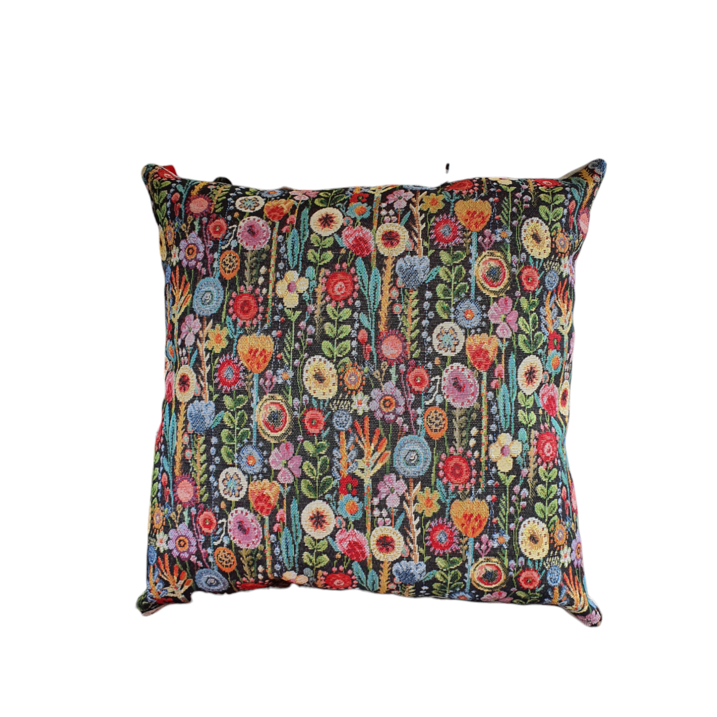 Handmade Zipped Floral Kew Gardens Black Fabric Cushion 18in x 18in 45cms x 45cms