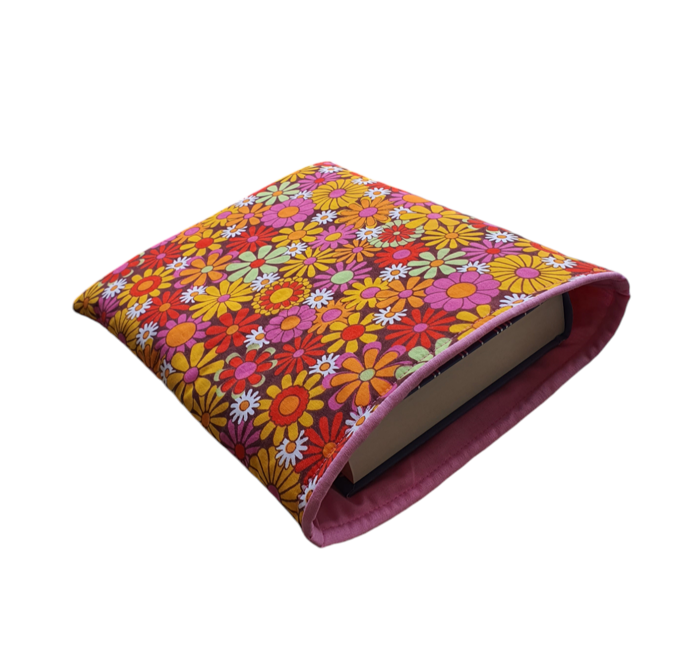 The handmade padded Book Pouch would protect paperbacks and medium hardbacks from wear and tear whilst on the go. The Book Sleeve is approximately 20.5cms x 25.5cms.