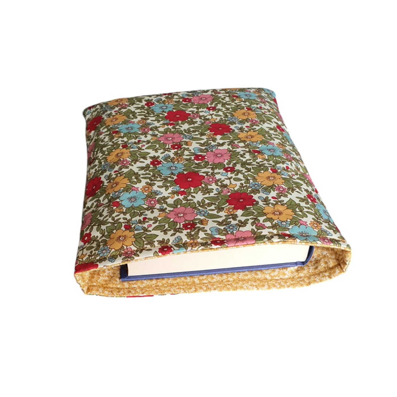 Handmade Padded Multicolour Floral Book Pouch, Book Lovers Gift, Book Sleeve, Book Protector, Book Bag, Tablet, Kindle, e-Reader