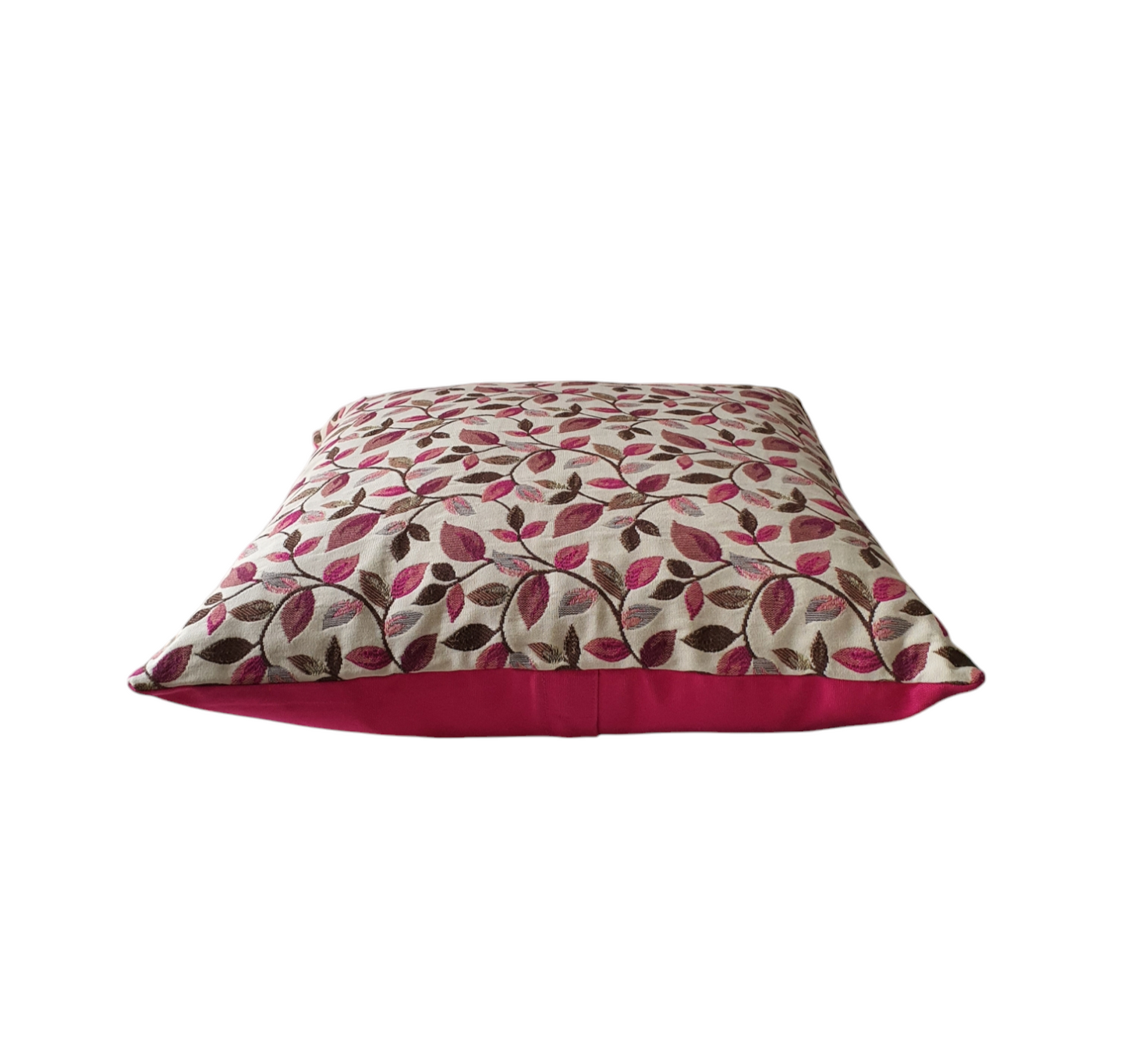 Handmade Leaf Pattern Zipped Cushion Cover - Vercelli Wine Leaf Fabric