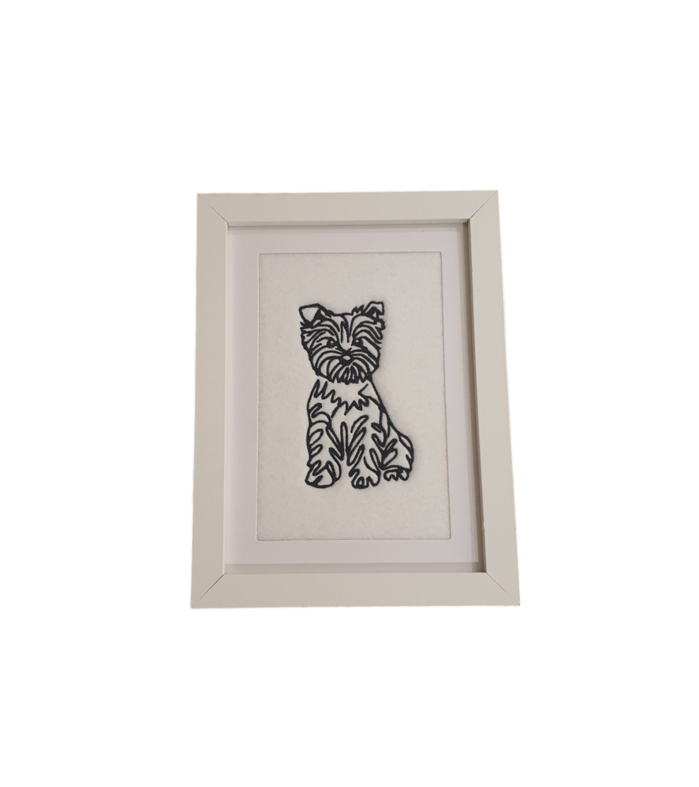 Framed Embroidered Norfolk Terrier in Sketch Style Black Outline - Dog Lovers Gift