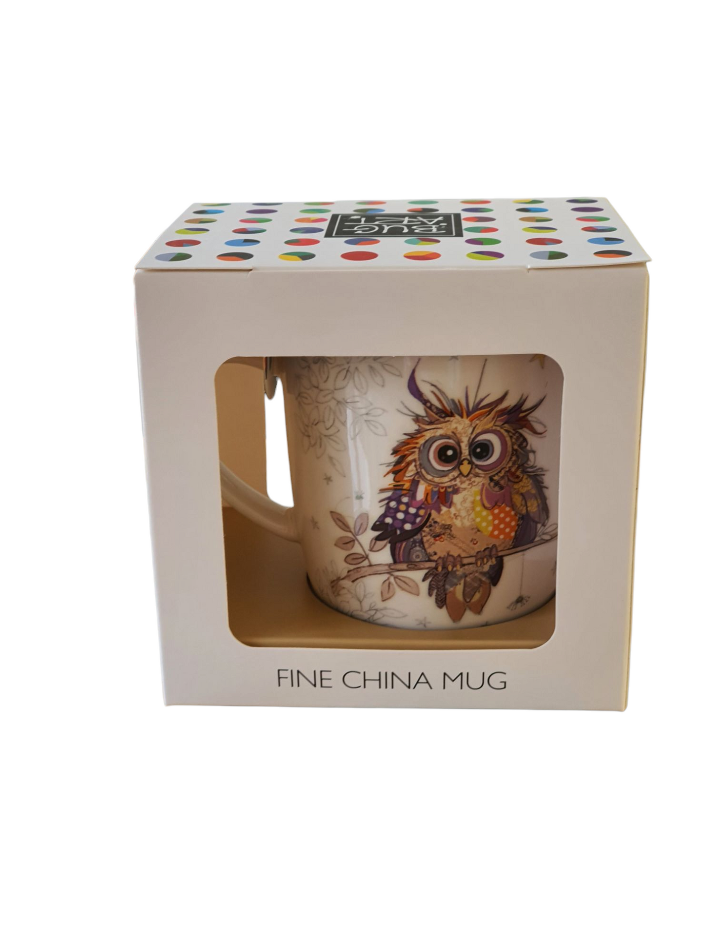 A boxed Bug Art Otto Owl in its distinctive colourful box packaging.