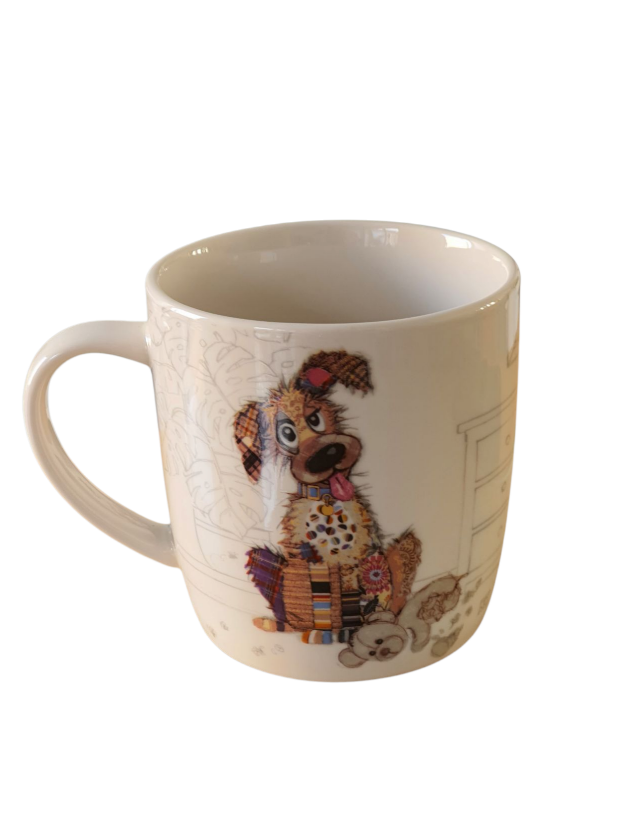 Bug Art Murphy Mutt ceramic mug which a high gloss finish making cleaning easier. Also dishwasher and microwave safe.
