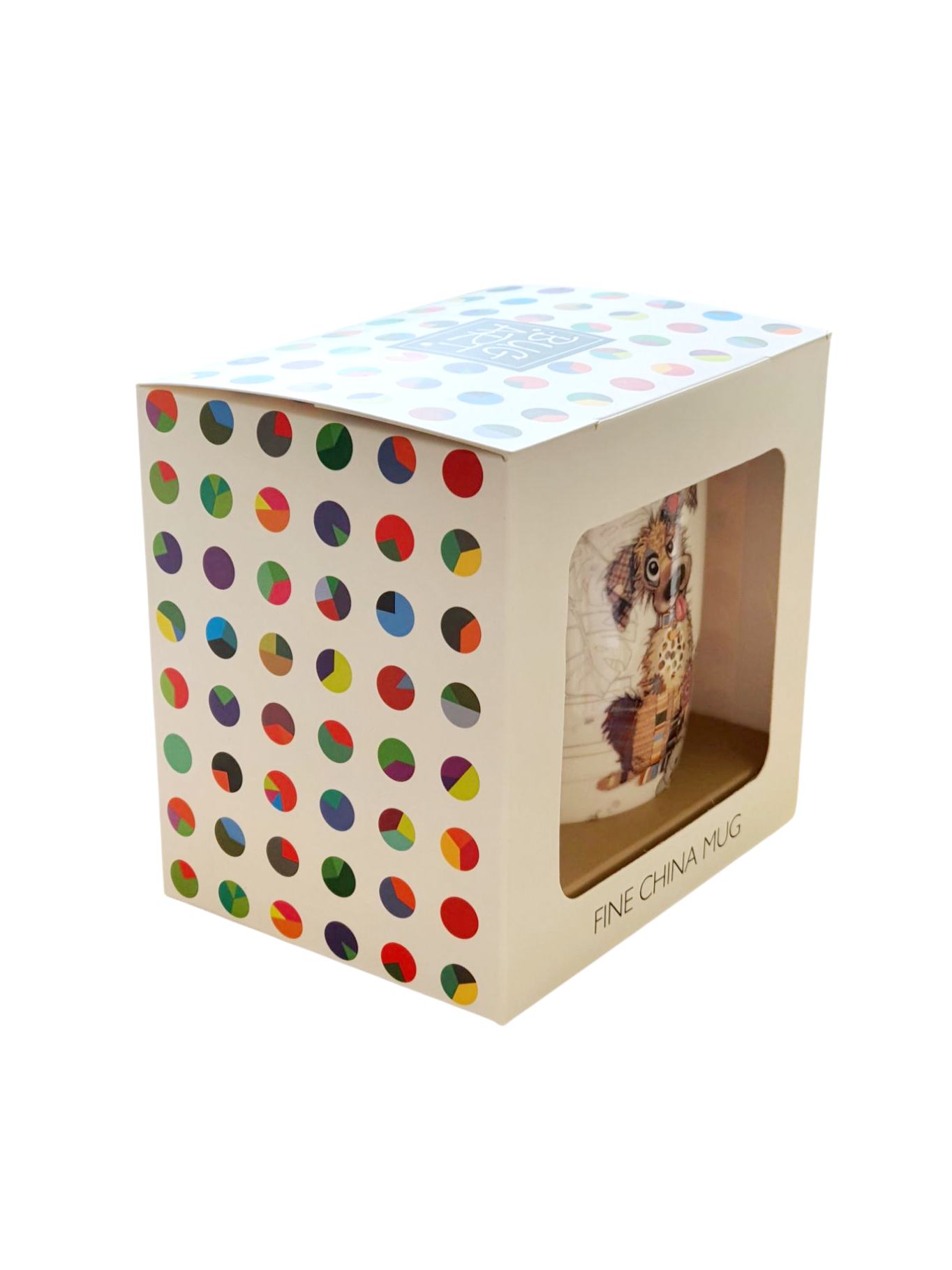 Murphy Mutt Bug Art ceramic mug in their signature packaging and would be a lovely Dog Lovers Gift. The quirky and whimsical patchwork design mug also includes the hidden little bug in it's design, which which the Bug Art design are know. There is a matching coaster also available in our Gifts section.