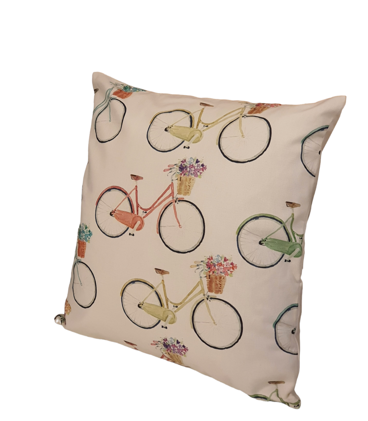 Handmade Zipped Cushion Cover (17x17) - Cream Cycles Fabric