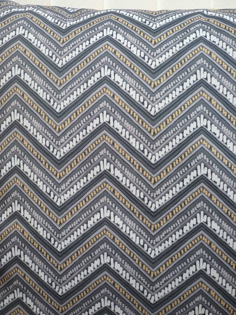 Chevron Zig Zag - Handmade Blue Zipped Cushion Cover (17x17)