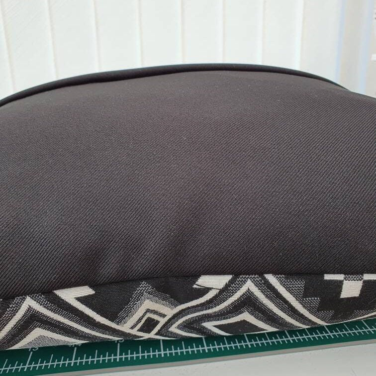 Monochrome Geometric Tapestry - Handmade Black & White Zipped Cushion Cover (18x18)