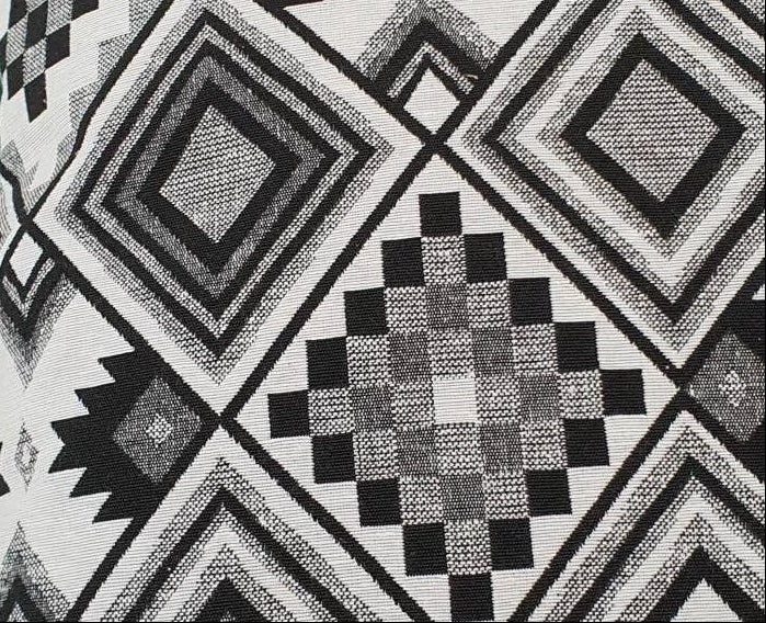 Handmade White & Black Zipped Cushion Cover (18x18), New World Monochrome Tapestry Fabric