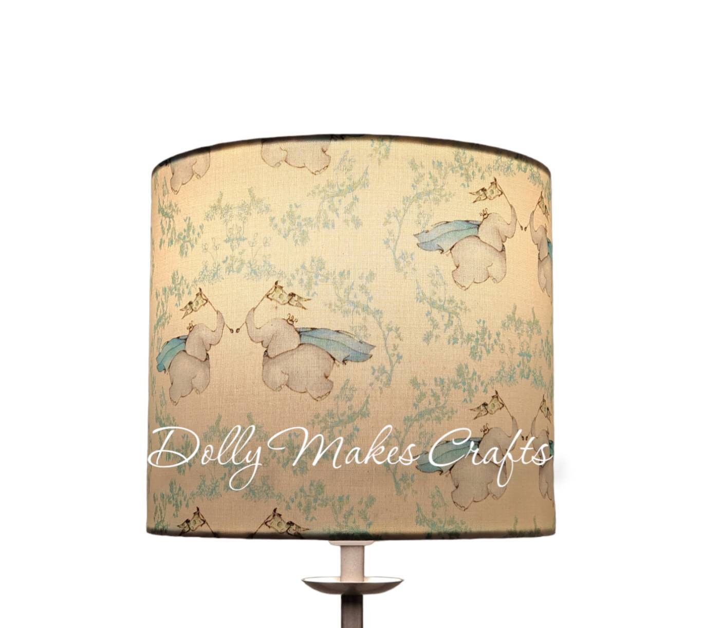 Flying Elephants Lampshade - Handmade 20cm Drum Lampshade