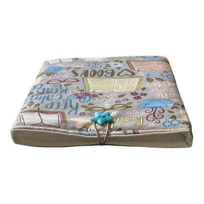 Handmade Padded Book Pouch, Book Lovers Gift, Book Themed Fabric, Book Accessory