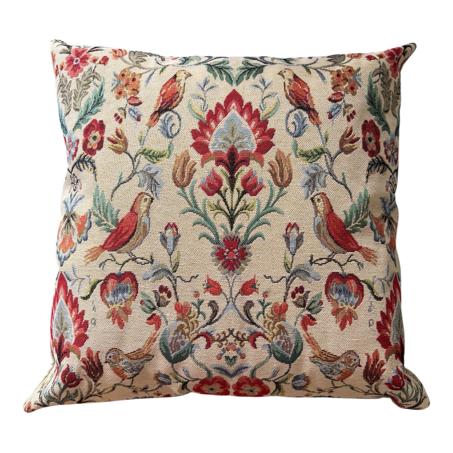 Handmade Zipped William Morris Cushion Covers, Bird Flowers Tapestry Fabric Cushion Cover