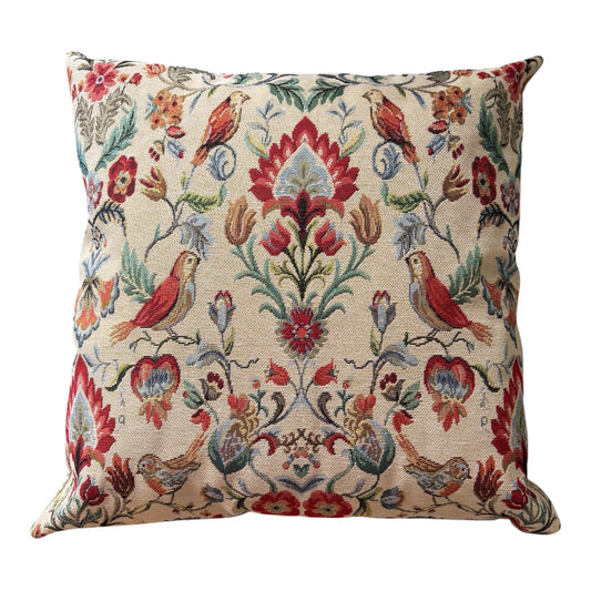 Handmade Zipped William Morris Cushion Covers, Bird Flowers Tapestry Fabric Cushion Cover