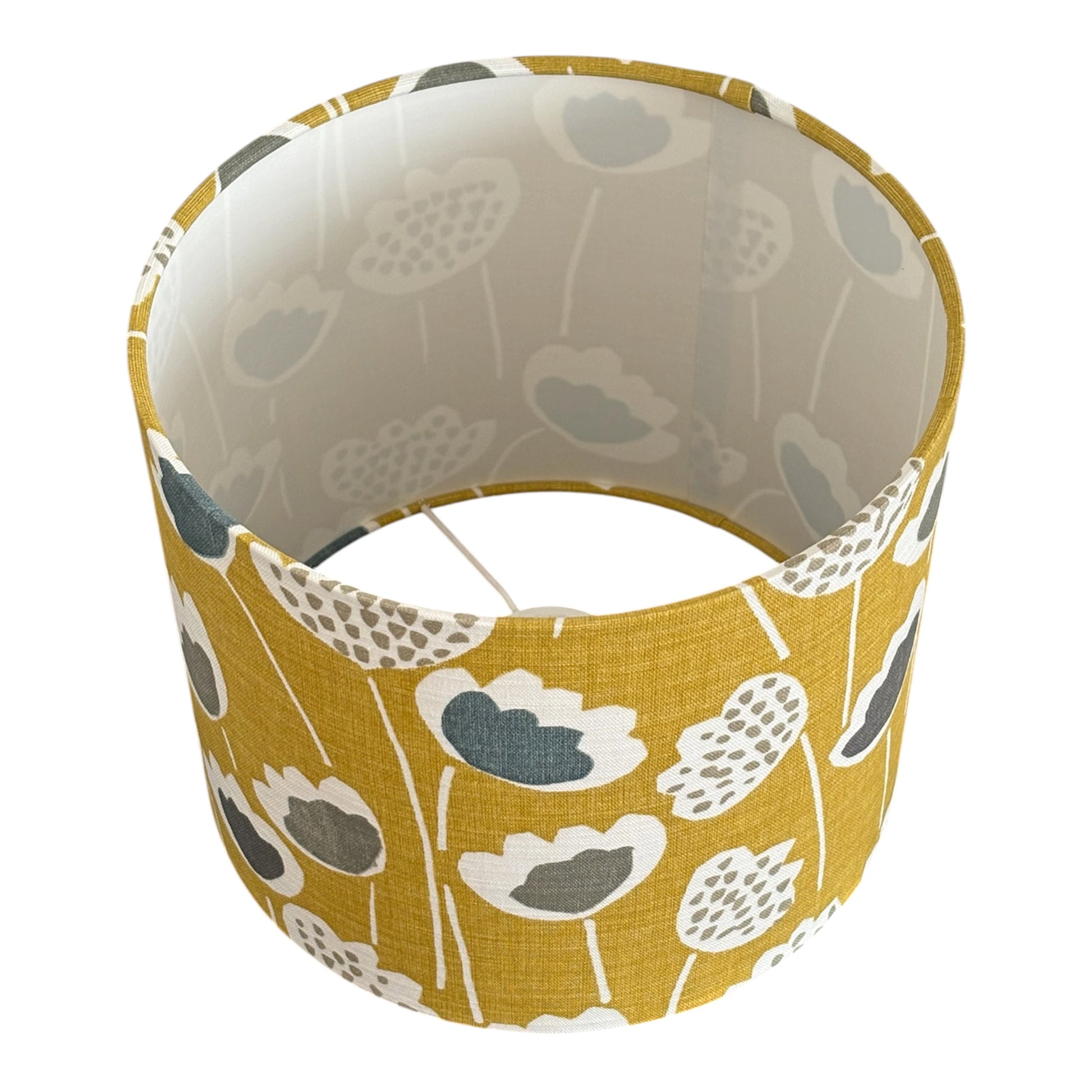 The drum shade is lined with white fire retardant PVC which meets UK Standards and has passed the Lighting Association Glow Wire Test.  A low energy or LED bulb is recommended equivalent to a maximum of 60 watts.