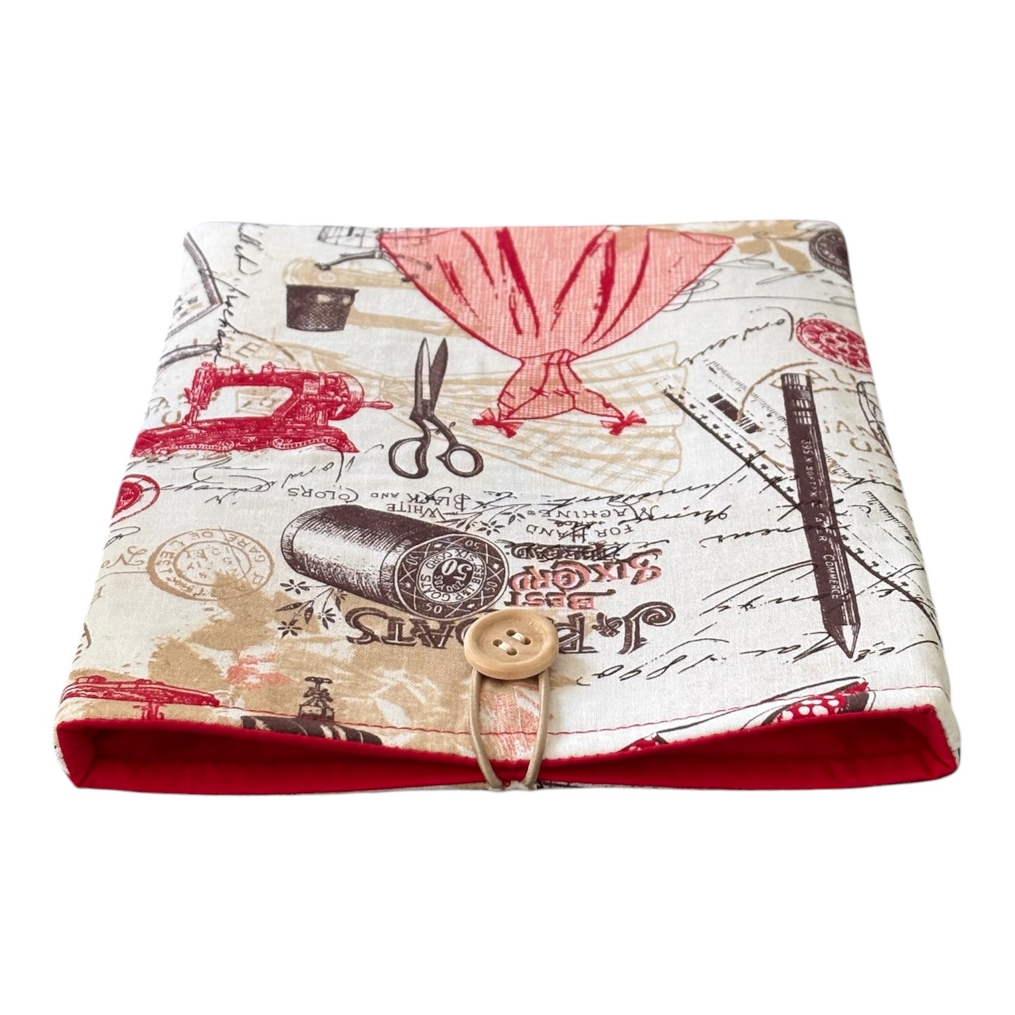 The Book Pouch may also offer protection for a Kindle from marks whilst being carried in a bag, however, please check the measurement of the device prior to placing an order.  The red fabric used to line the Book Pouch can  be seen in this photo.