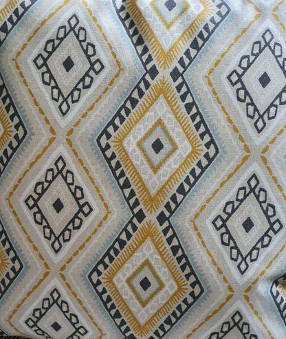 Handmade Ochre Grey Blue Karlstad Fabric Zipped Cushion Cover