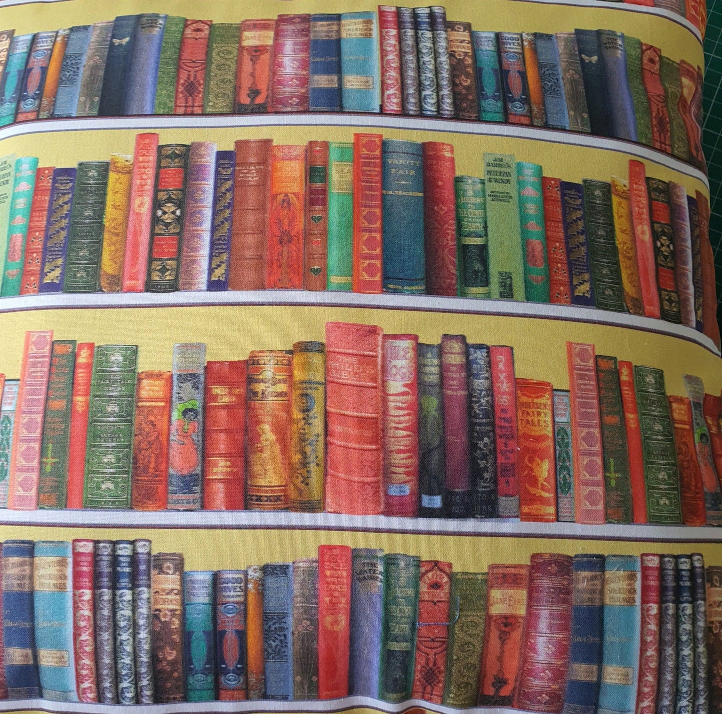 Library Books Fabric - Handmade Zipped Cushion Cover - Book Lovers Gift, Multicolour Cushion Cover