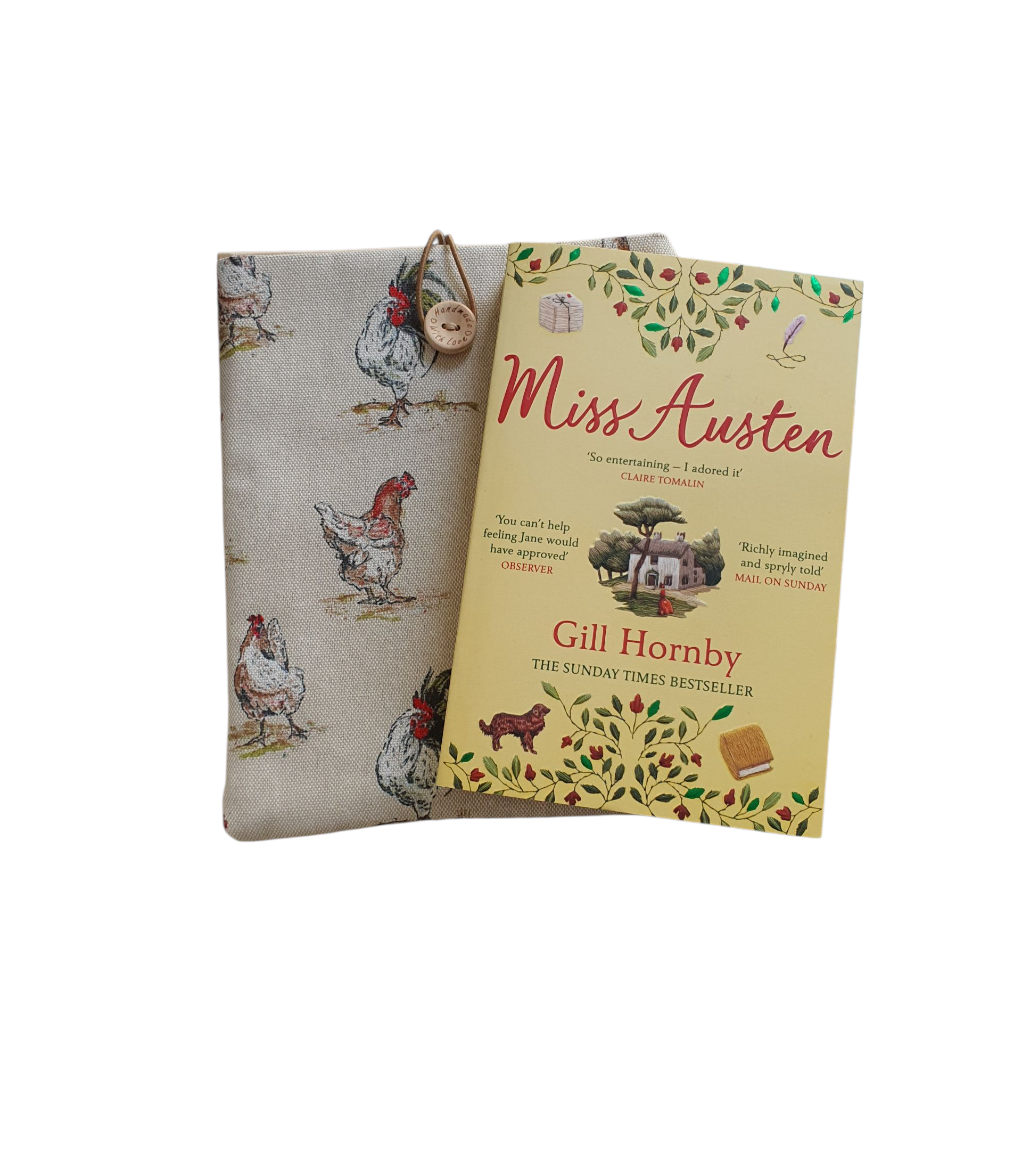 This photo illustrates the size of book which the padded Book Pouch would be suitable for.  Please note the book is not included and is for illustrative purposes only.