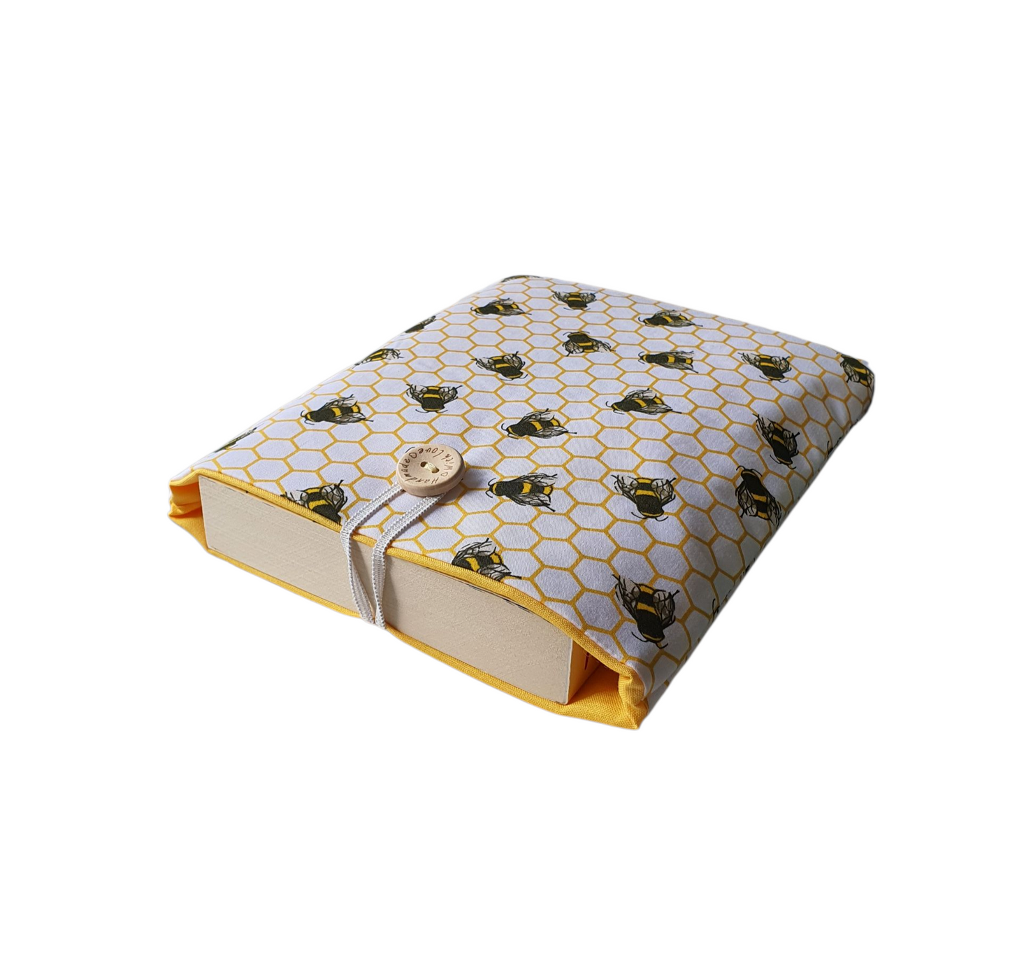 The padded Book Pouch is approximately 20cms by 17cms and will protect a standard paperback whilst being carried on the go.