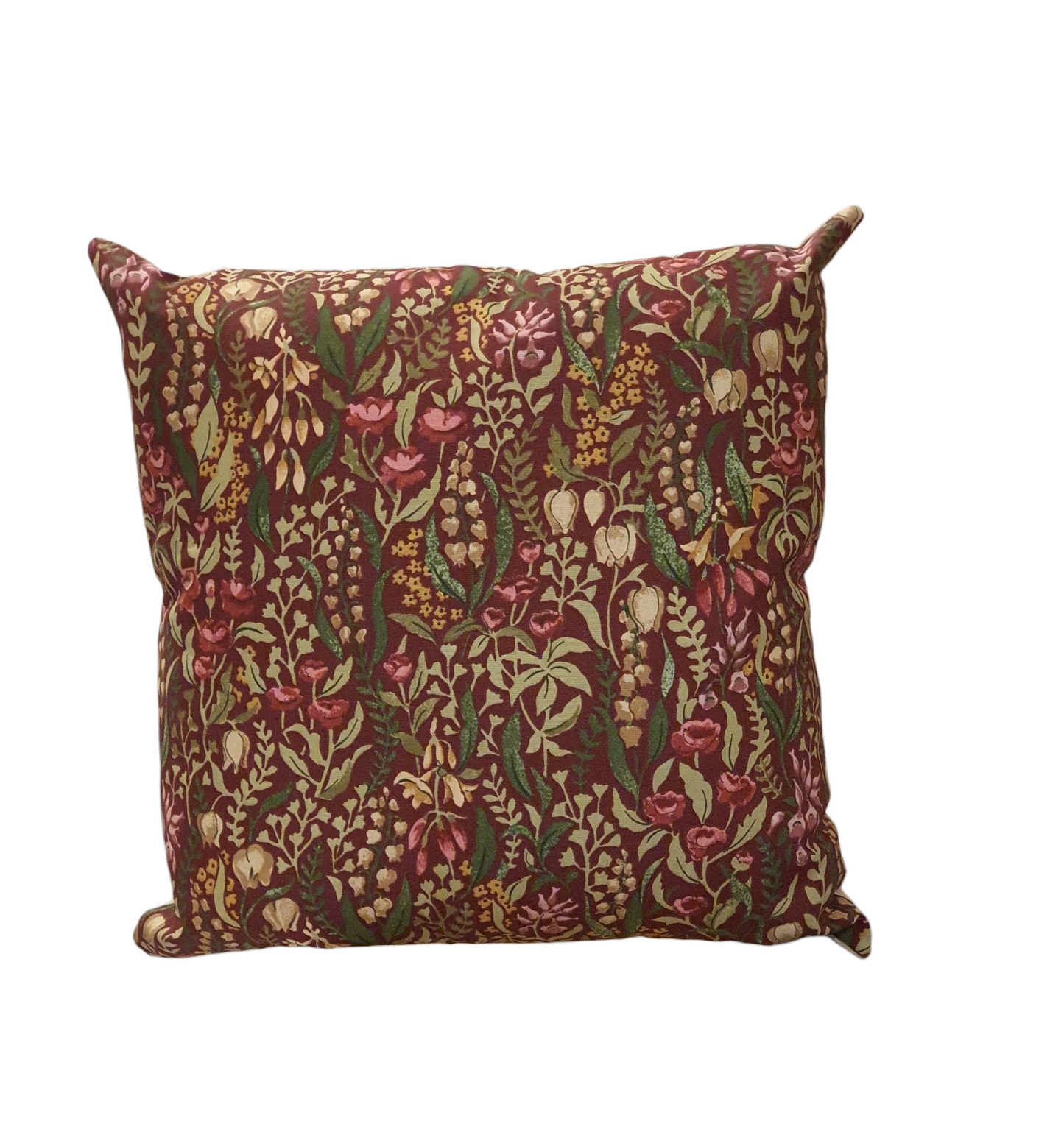 Handmade Zipped Kelmscott Claret Fabric Cushion Cover - 44cms x 44cms