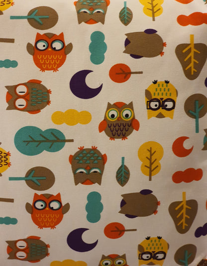 Handmade Zipped Multicolour Owl Forest Themed Cushion Cover - 44cms x 44cms
