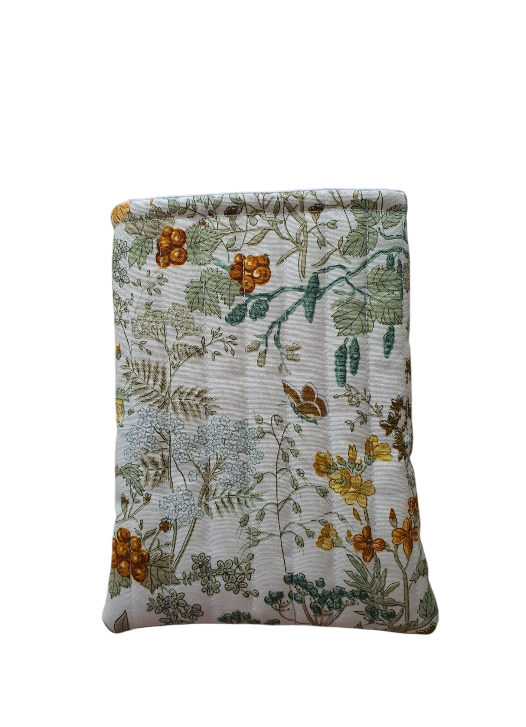 The other side of the padded Book Cover which shows the patterned fabric.  