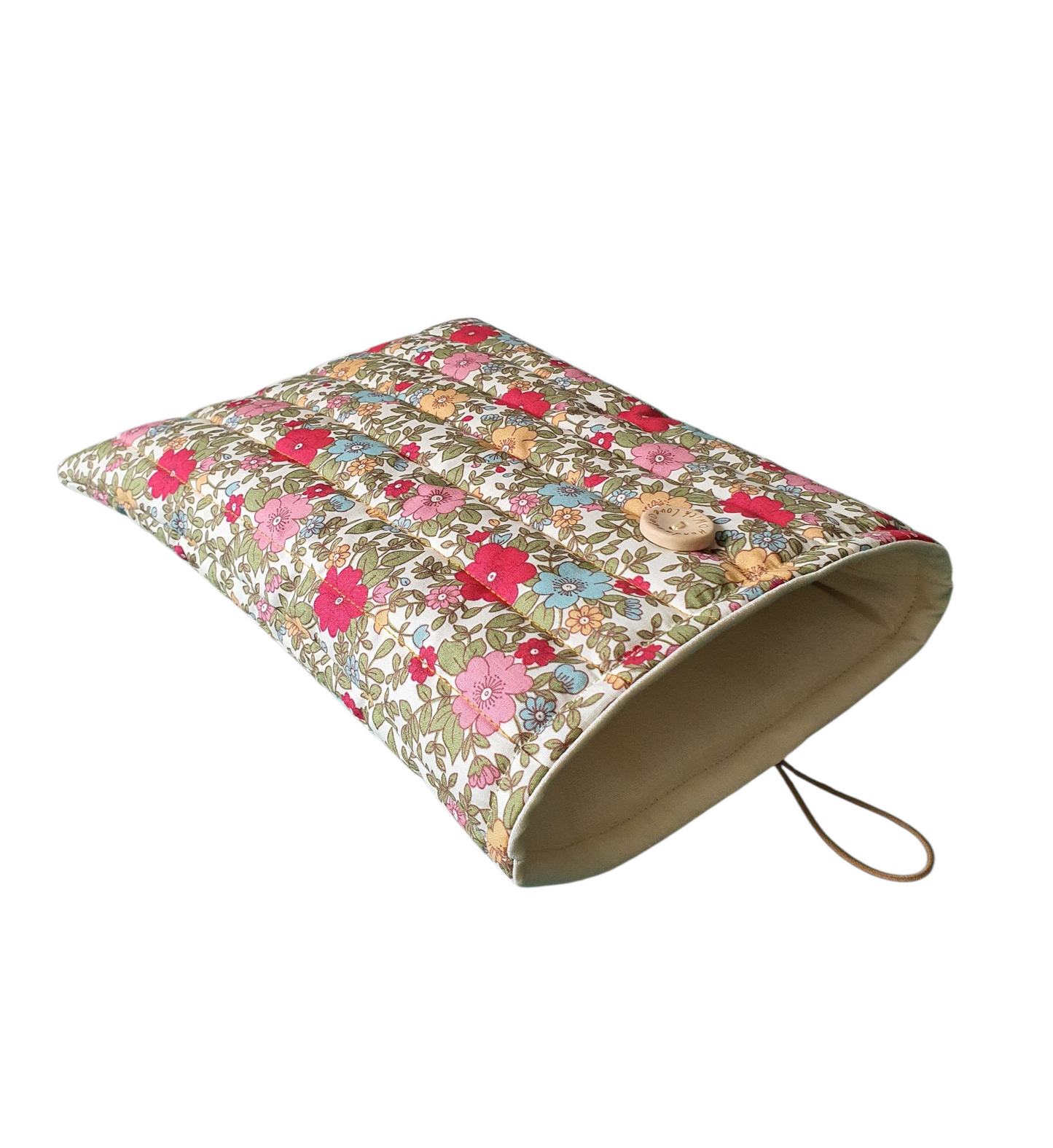 This photo also shows the plain fabric used to line the pretty floral padded Book Cover.