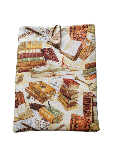 Handmade padded Book Pouch approximately 20cms x 16.5cms and will protect books from wear and tear whilst being carried on the go.