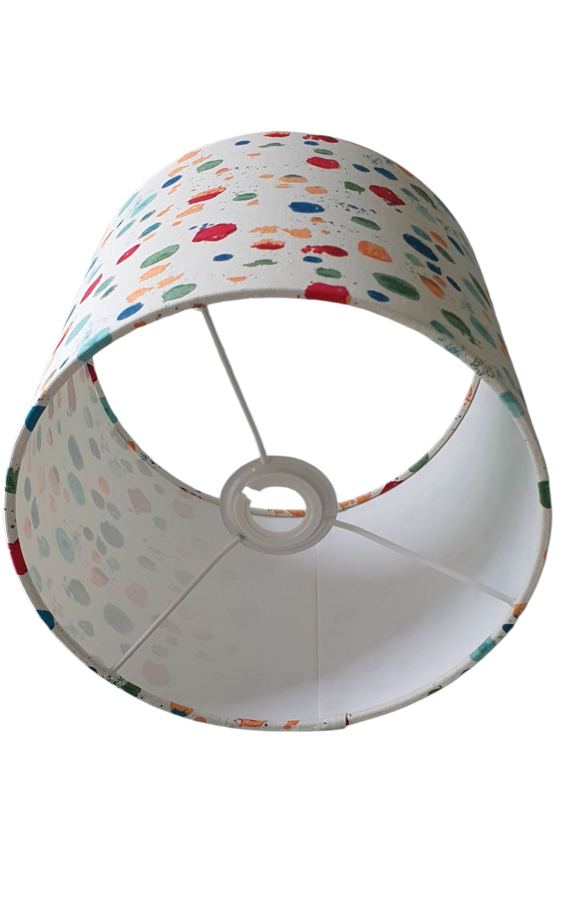 A view of the lampshade from the fitting at the base.