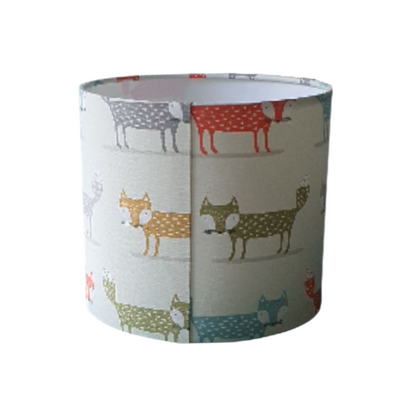 Handmade 20cm Fox Fabric Drum Lampshade, Table Lampshade