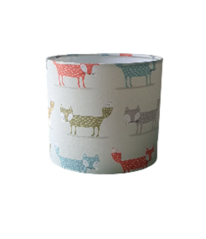 Handmade 20cm Fox Fabric Drum Lampshade, Table Lampshade