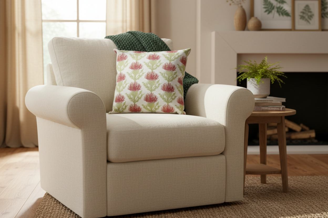 Handmade Zipped Cushion Cover, Thistle Pattern, Tapestry Fabric, Voyage Maison Fabric