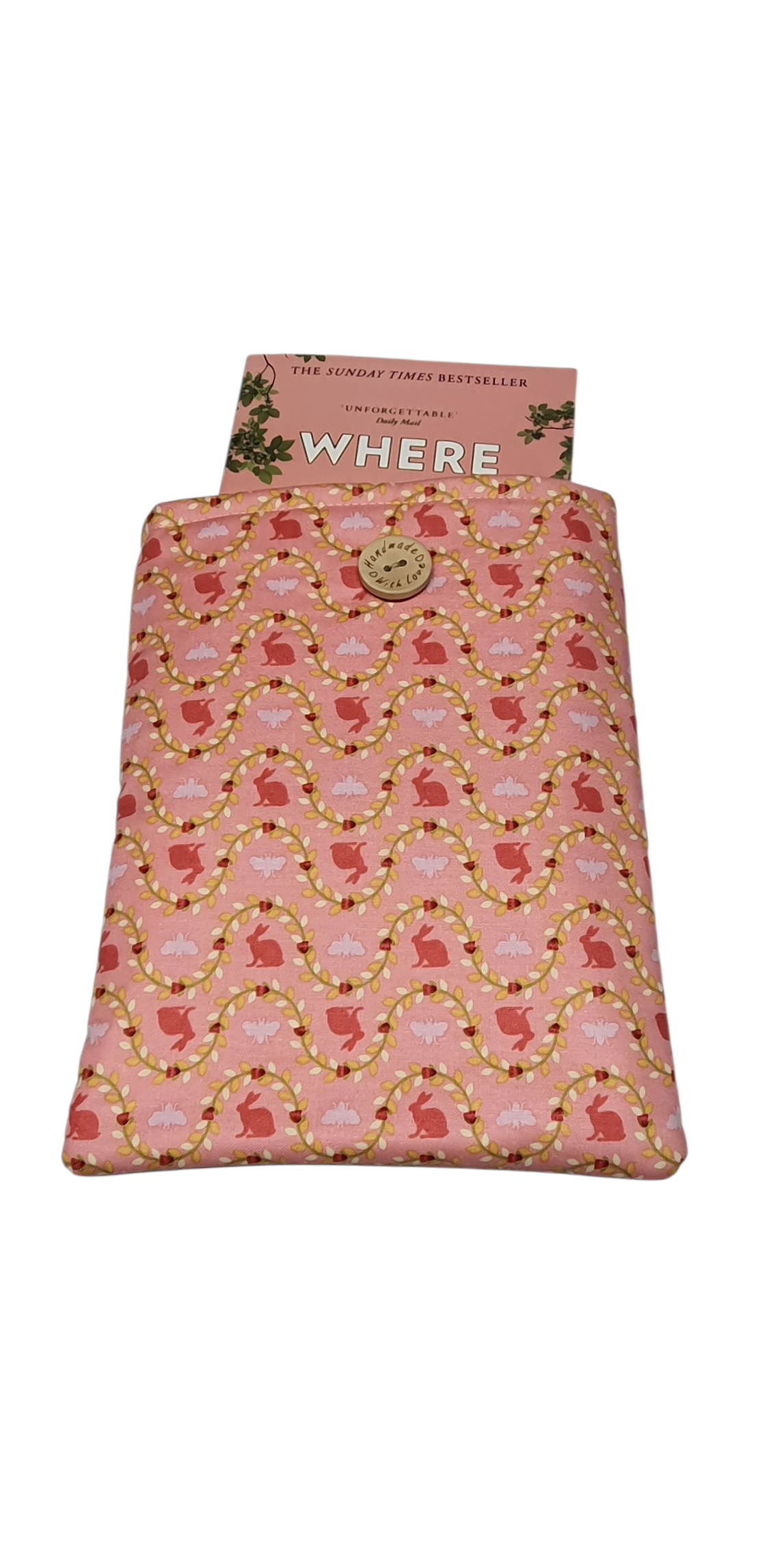 Handmade Padded Book Pouch, Book Lovers Gift, Kindle e-Reader Sleeve, Book Cover